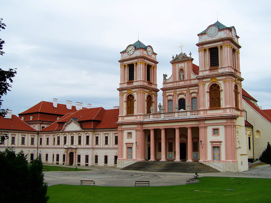 Pink Baroque Abbey Church in Lower Austria