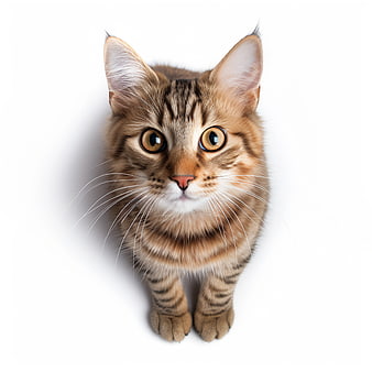 Cute Tabby Cat Portrait on White Background