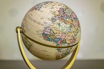 Vintage World Globe Map Showing Africa and Europe