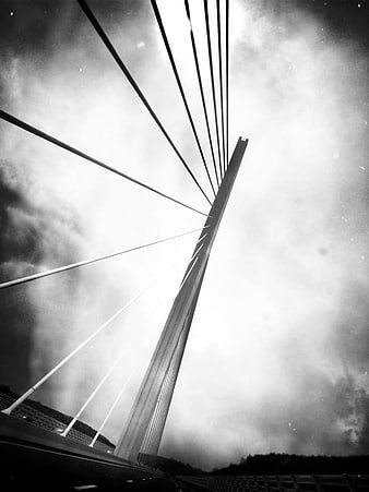 Dramatic Black and White Cable-Stayed Bridge Architecture