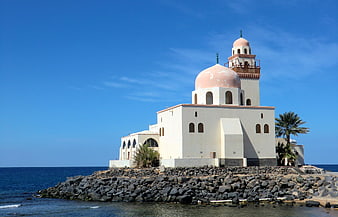 Floating Mosque in Jeddah, Saudi Arabia by the Sea