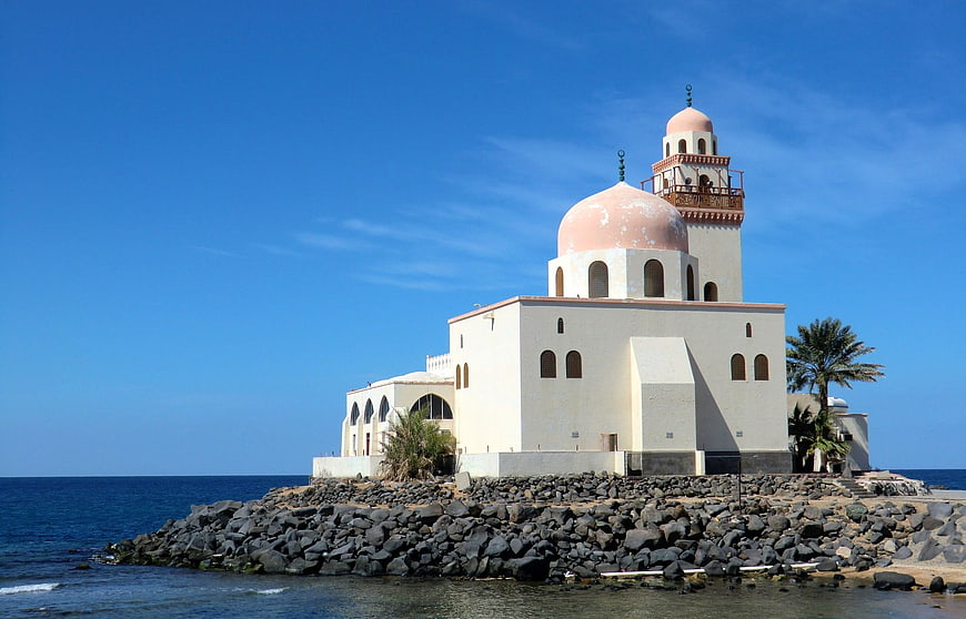 Floating Mosque in Jeddah, Saudi Arabia by the Sea