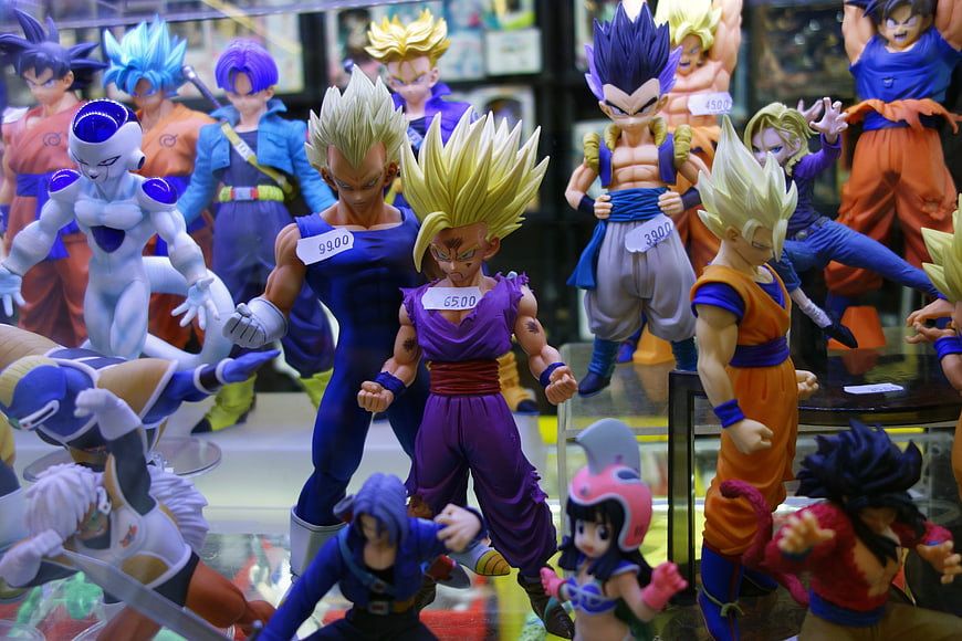 Dragon Ball Z Action Figures Display in Store Window
