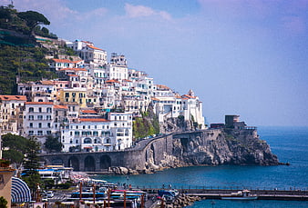 Amalfi Coast Italy Cliffside Town and Harbor