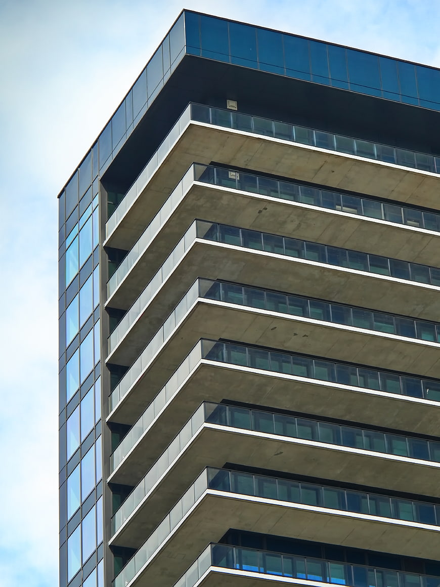 Modern Concrete and Glass Apartment Building Facade