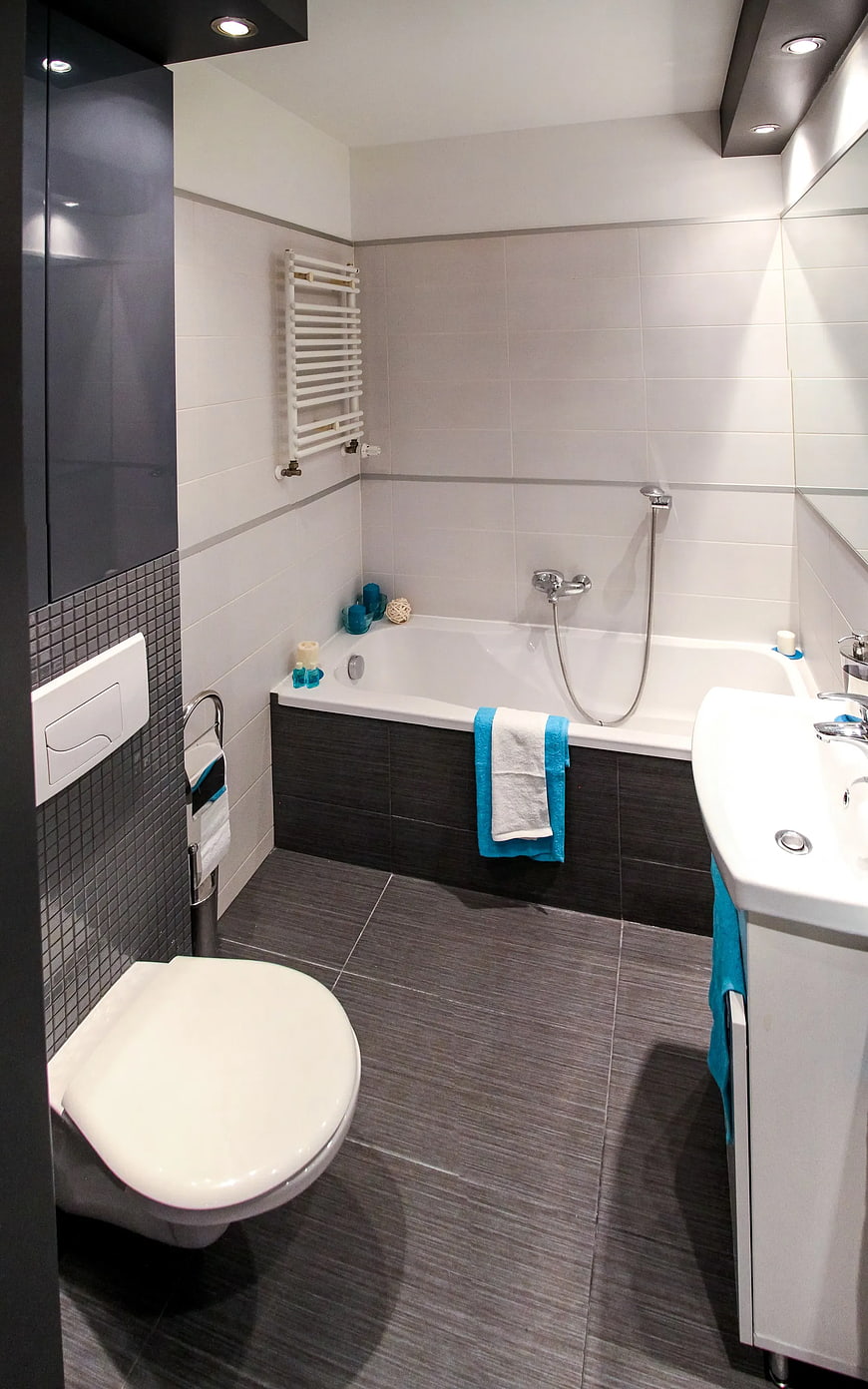 Modern Bathroom Interior with Bathtub and Toilet