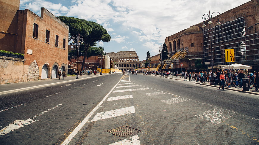Colosseum View from Via dei Fori Imperiali Rome Italy