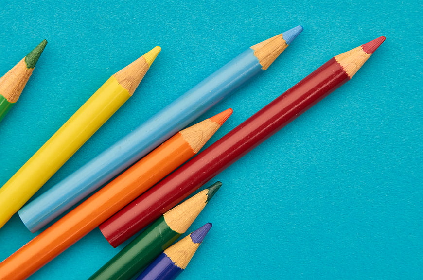 Colorful Pencils on Blue Background