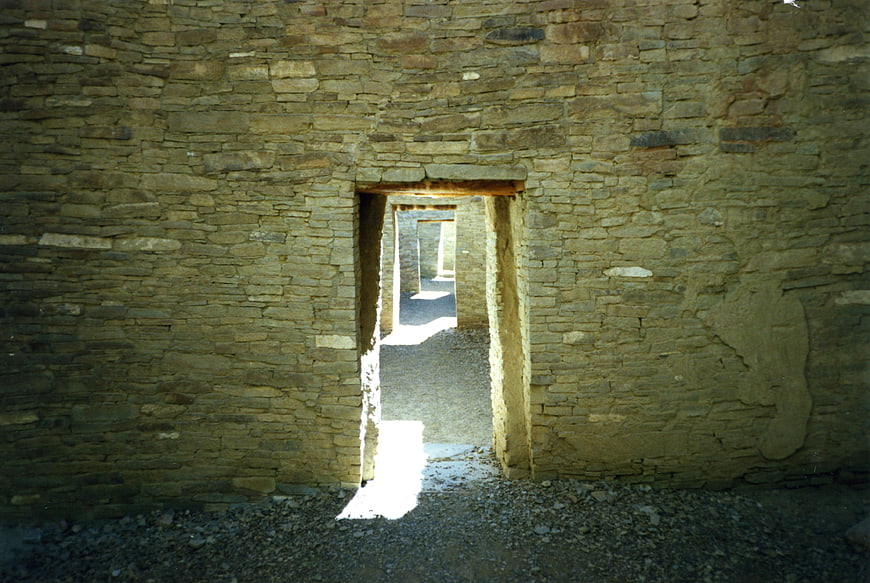 Ancient stone doorways in Chaco Canyon ruins
