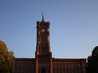 Red Town Hall Berlin Clock Tower Architecture