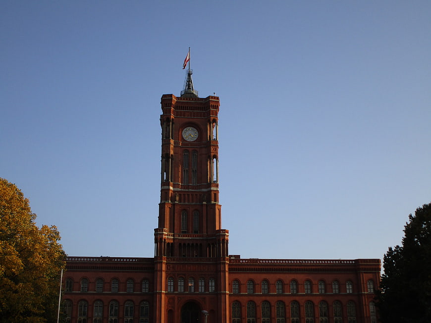 Red Town Hall Berlin Clock Tower Architecture