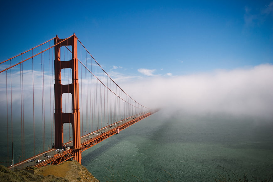Golden Gate Bridge Disappearing into Thick Fog