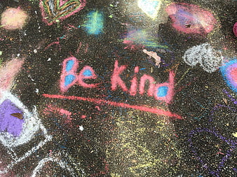 Be Kind Chalk Message on Asphalt