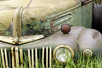 Close-up of Rusted Vintage Ford Truck Front Grille