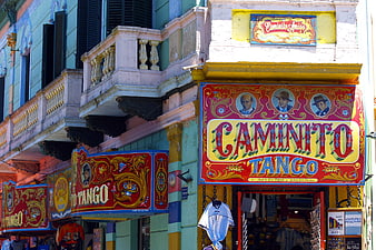 Colorful Caminito Tango Shop Facade in Buenos Aires
