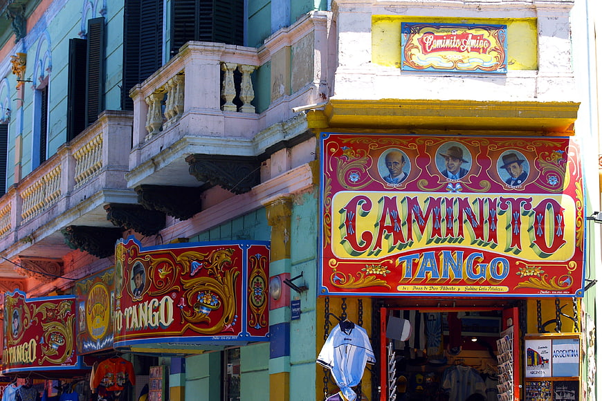 Colorful Caminito Tango Shop Facade in Buenos Aires