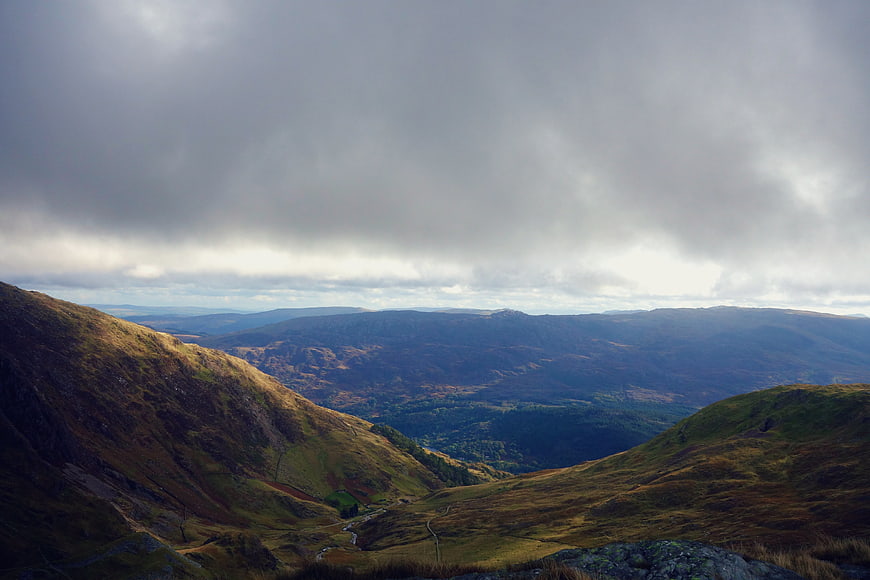 Dramatic Highland Mountain Landscape with Cloudy Sky