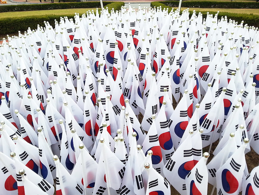 Large Array of South Korean National Flags