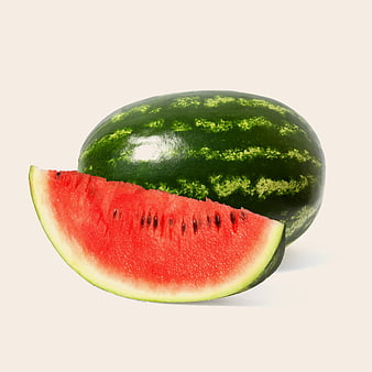 Whole Watermelon And Fresh Slice On White Background