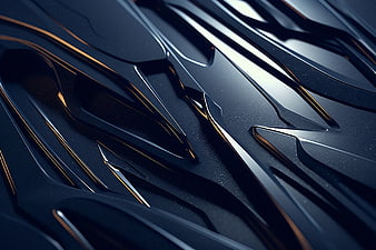 Abstract dark futuristic metallic texture with gold accents