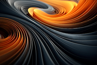 Abstract 3D Swirling Orange and Dark Blue Waves Background