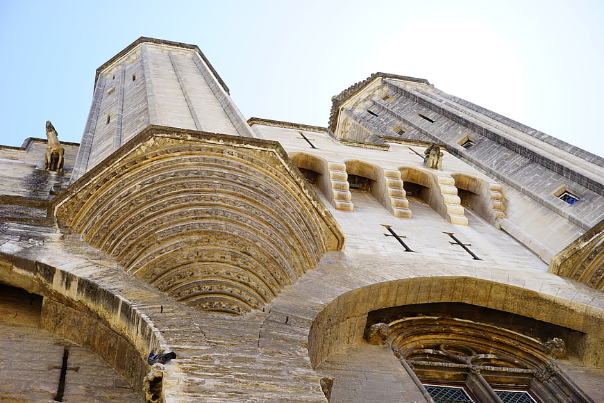 Low angle view of Avignon Papal Palace architecture