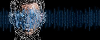 Digital Human Face With Binary Code And Network Mesh