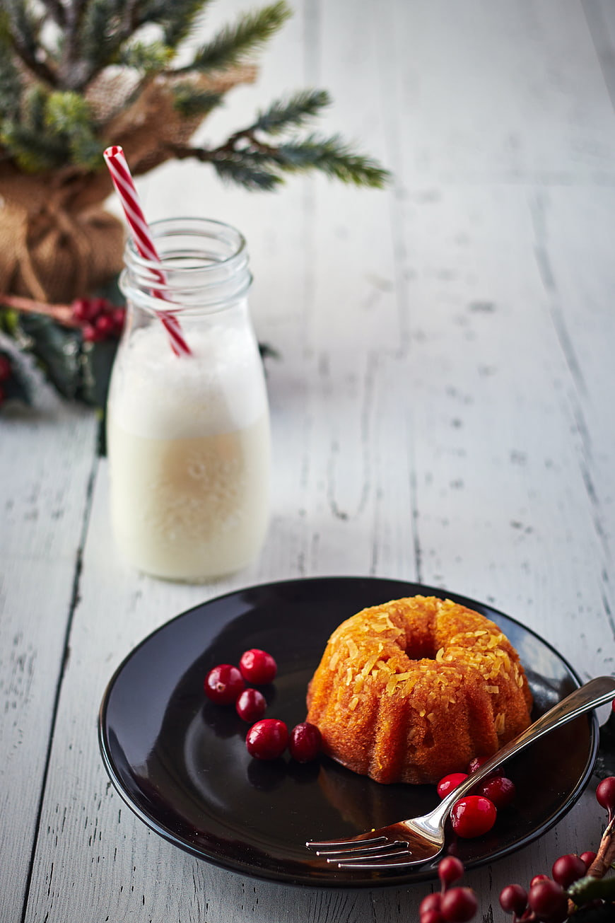 Festive Pumpkin Bundt Cake with Milk and Cranberries