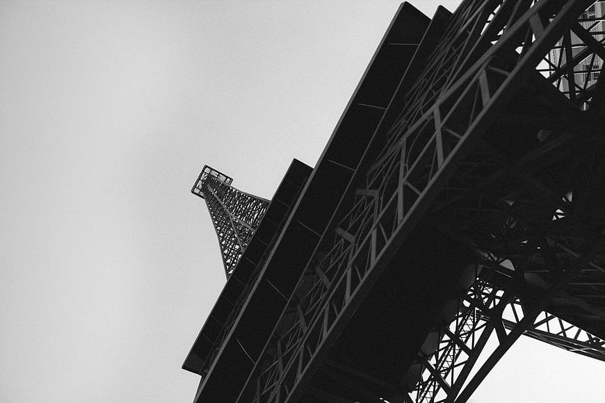 Black and White Eiffel Tower Architecture Detail