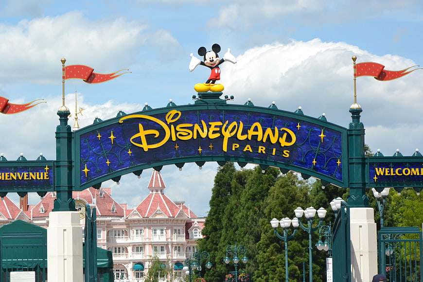 Disneyland Paris Entrance Gate with Mickey Mouse Statue