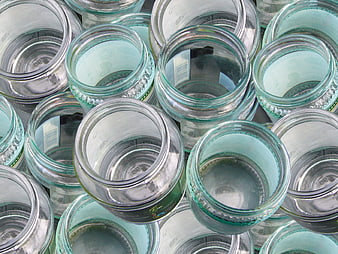 Top-Down View of Empty Glass Jars for Recycling