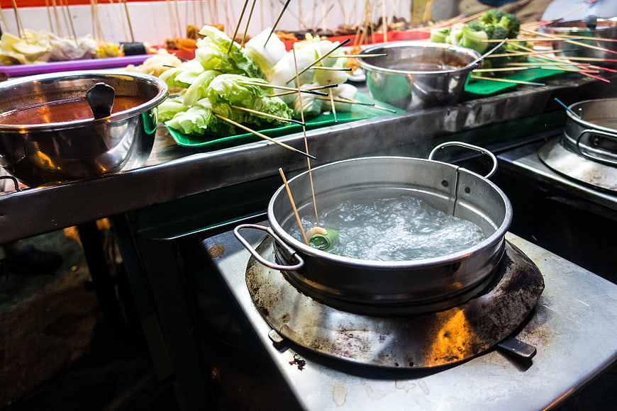 Malaysian Lok Lok street food hot pot cooking