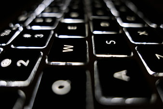 Close-up of black computer keyboard keys with shallow depth of field