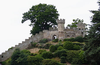 Warwick Castle Medieval Fortress on Green Hillside