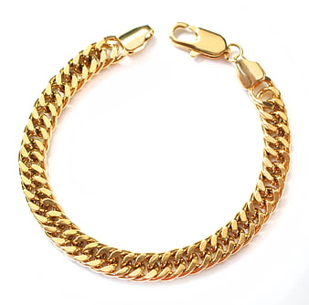 Gold Chain Bracelet on White Background