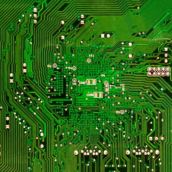 Macro Close-Up of Green Printed Circuit Board Traces