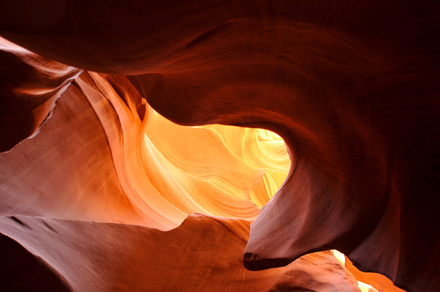 Antelope Canyon Slot Canyon Interior With Orange Sandstone Curves