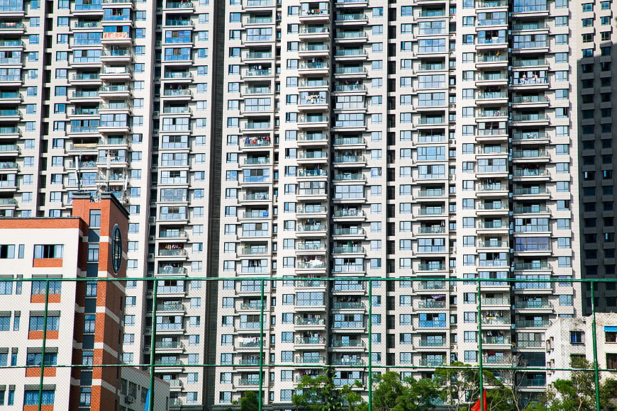 Tall Residential Apartment Buildings in Urban City