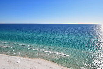 Aerial View of Turquoise Water and White Sand Beach