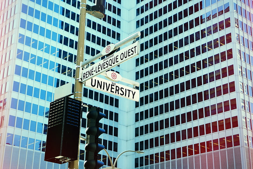 Montreal Street Signs Rene-Levesque and University