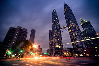 Petronas Twin Towers Kuala Lumpur Night Skyline