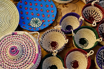 Colorful Handwoven Baskets and Traditional Crafts