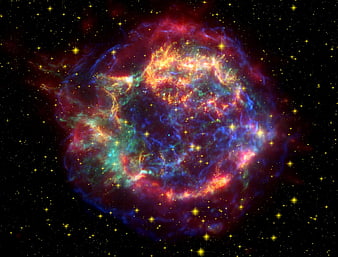 Vibrant Cassiopeia A Supernova Remnant in Deep Space