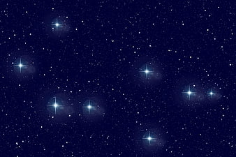 Deep blue starry night sky with bright twinkling stars