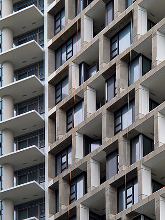 Modern Concrete Apartment Building Facade with Balconies