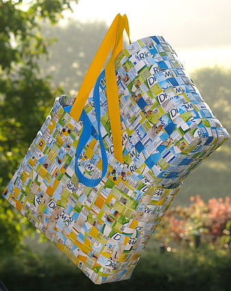Recycled Braided Shopping Bag Hanging Outdoors