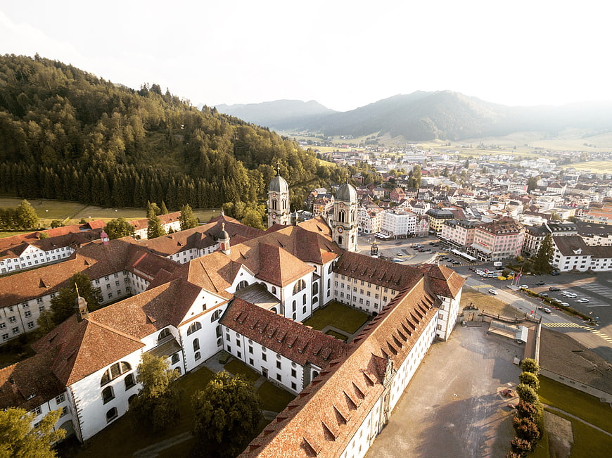 Aerial View of St. Paul's Abbey in Bregenz, Austria