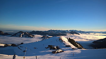 Panoramic Winter Ski Resort Above Sea of Clouds