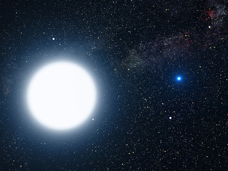 Sirius A and B Binary Star System in Deep Space