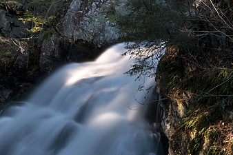 Long Exposure Waterfall in Rocky Forest Gorge